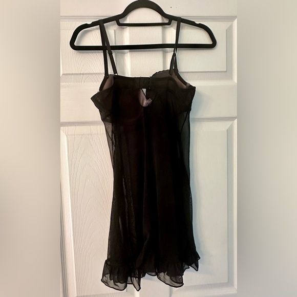 MARILYN MONROE Size L Black Gray Satin Sheer Shaper Nightie Chemise Slip - Picture 5 of 11